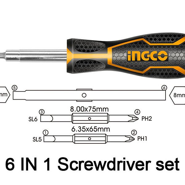 SCREWDRIVER SET 6 IN 1 INGCO - AKISD0608